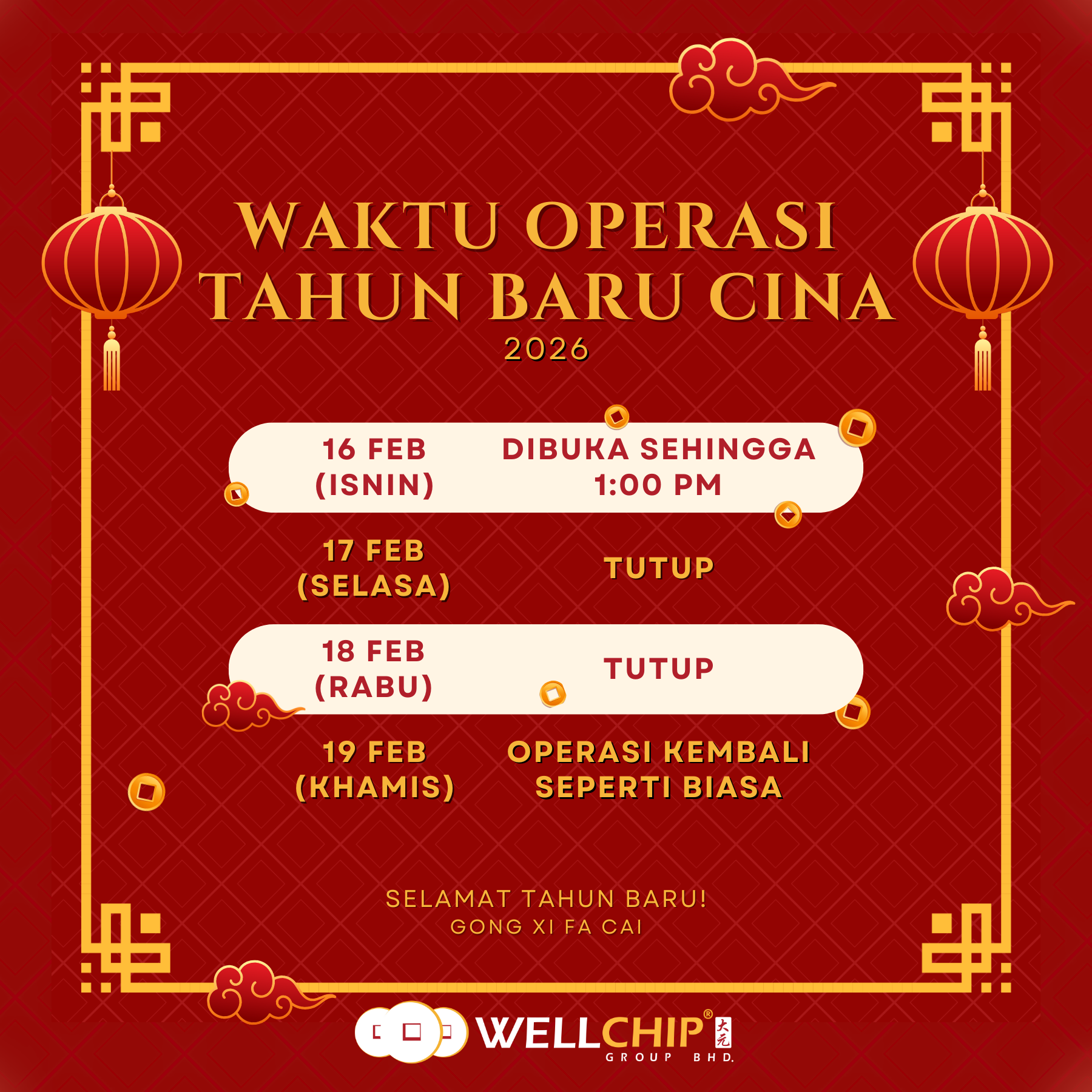 Waktu Operasi Tahun Baru Cina 2026