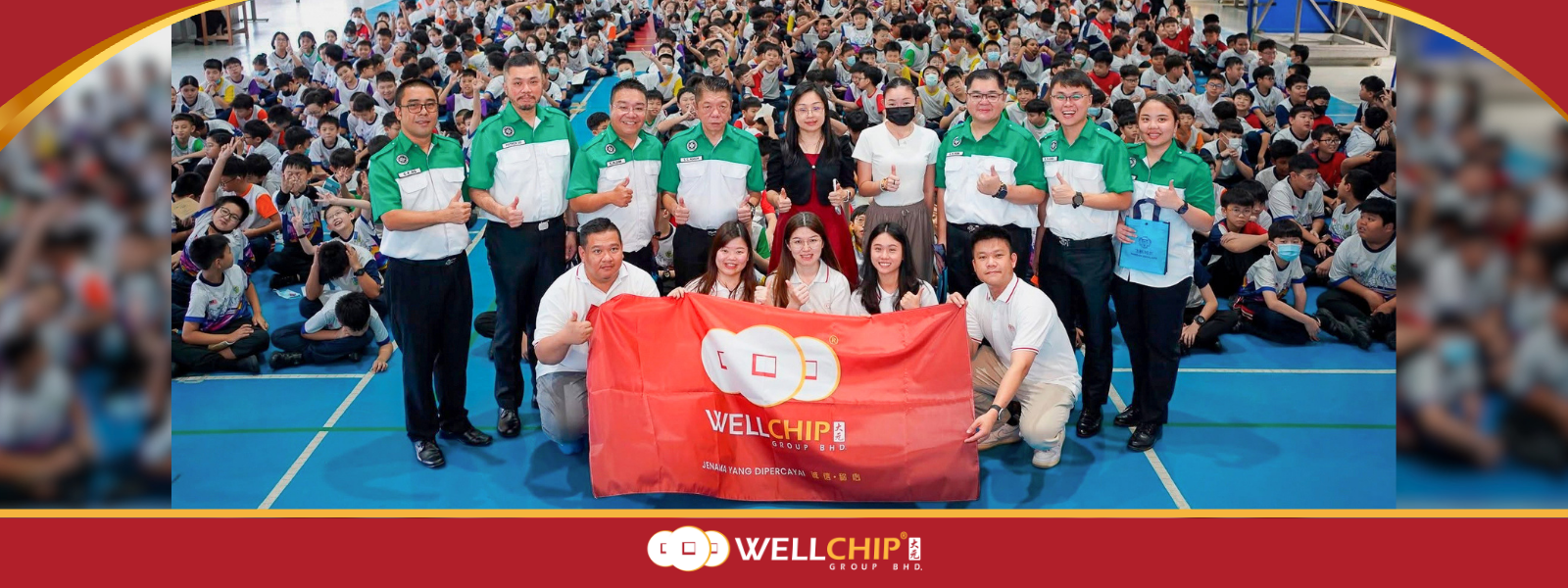 Group photo of Well Chip CSR event at SJKC Pandan