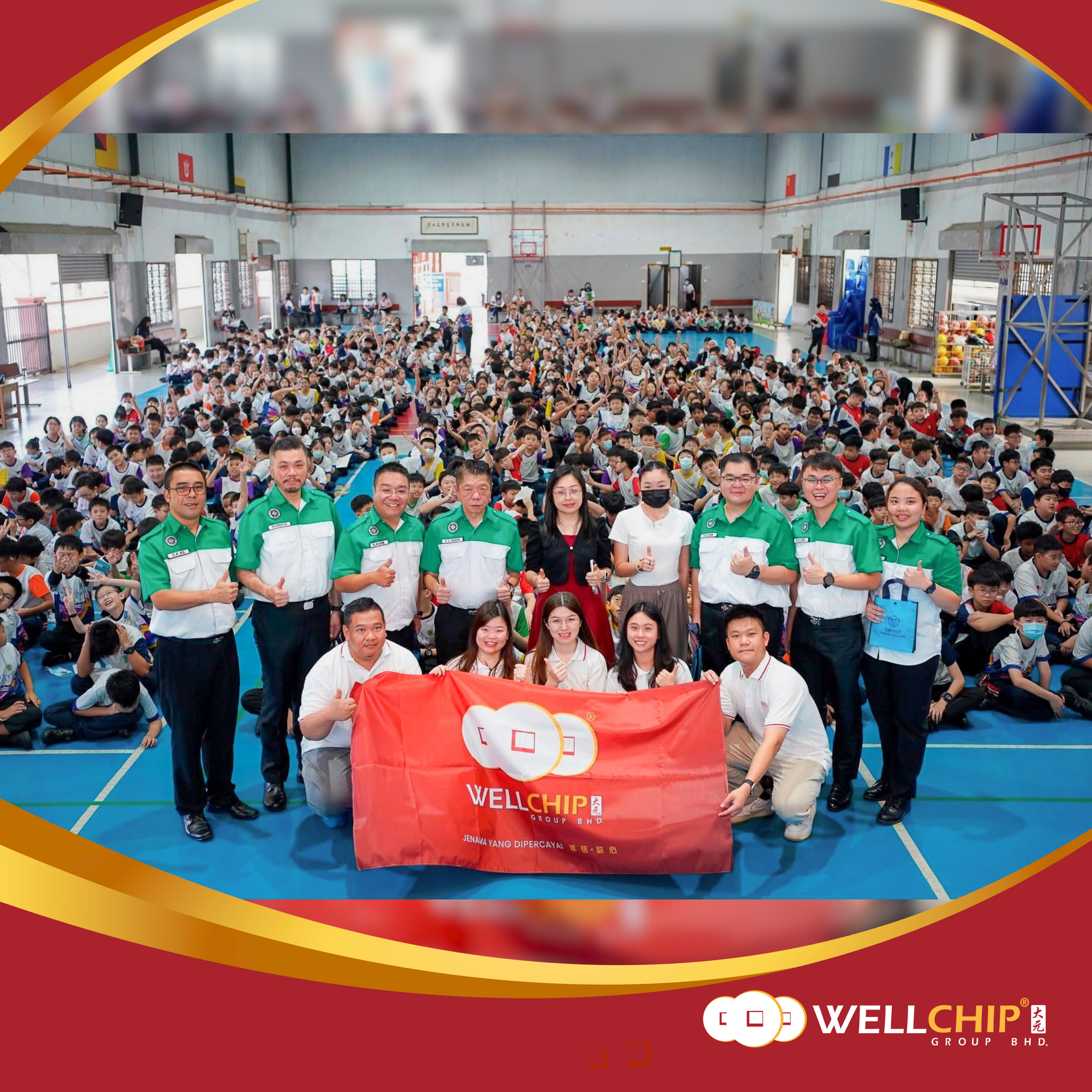 Group photo of Well Chip CSR event at SJKC Pandan